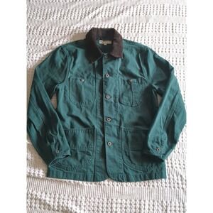 Wallace & Barnes Chore Coat Corduroy Collar Green Sz Small Button Work Wear